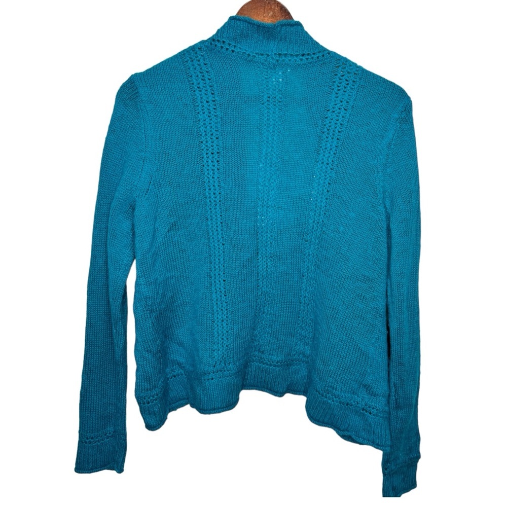 Chico's Blue Wool Mohair Open Front Cardigan Sweater Size Medium - Picture 9 of 10